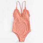 Shein Frill Ribbed Swimsuit