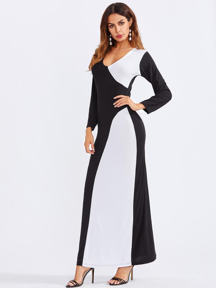 Shein Plunge Neckline Cut And Sew Dress