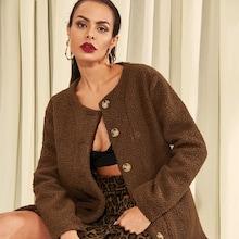 Shein Single-breasted Teddy Coat