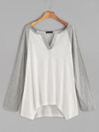 Shein Contrast Raglan Sleeve High Low T-shirt