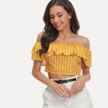 Shein Tiered Striped Crop Top
