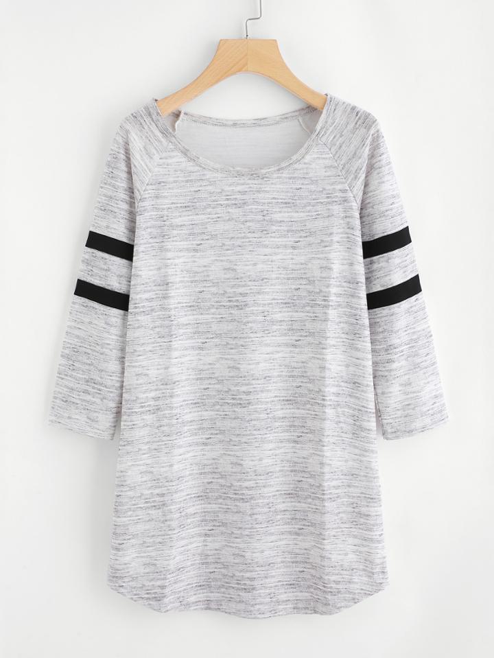 Shein Varsity Striped Raglan Sleeve Marled Tee Dress