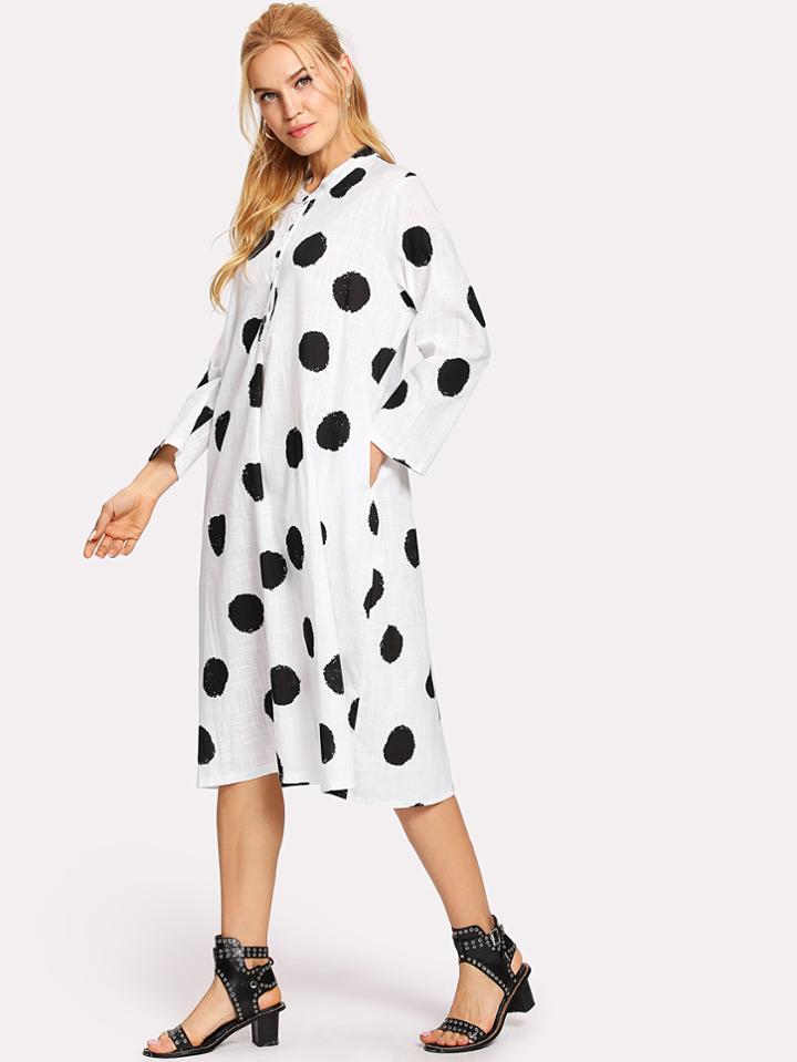 Shein Dot Print Button Dress