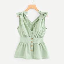 Shein Knot Shoulder Single Breasted Top