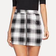 Shein Plaid Zip Front Skirt