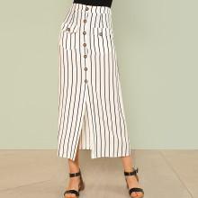 Shein Pinstripe Button Up Maxi Skirt