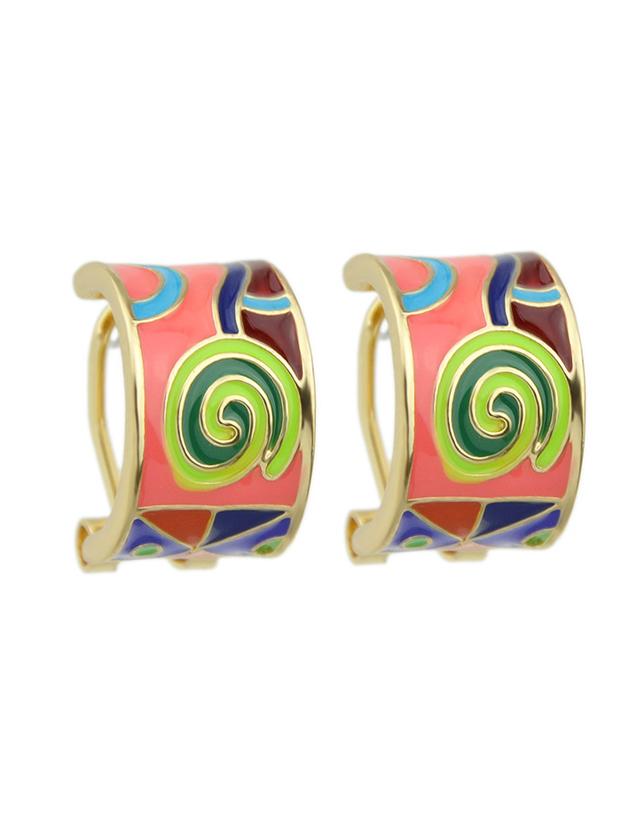 Shein Orange Enamel Geometric Earrings