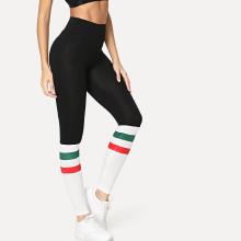 Shein Contrast Tape Color Block Leggings