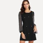 Shein Faux Pearl Dot Print Dress