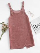 Shein Corduroy Cut Out Hem Overall Dress