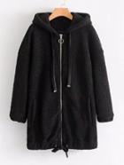 Shein Faux Fur Longline Hooded Jacket