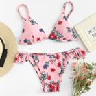 Shein Flower Print Ruffle Detail Bikini Set