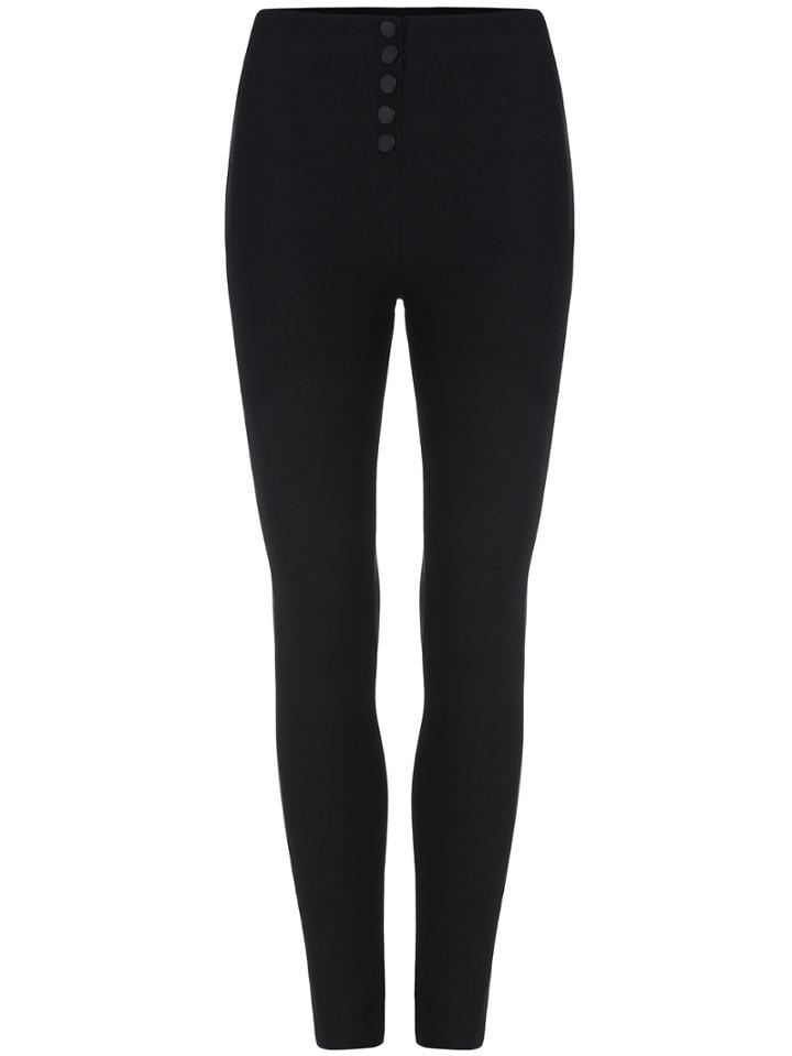 Shein Black Elastic Skinny Buttons Pant