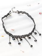 Shein Black Gem Fringe Woven Choker