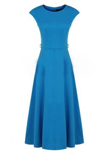 Rosewe Fresh Cotton Blended Blue A Line Dress For Lady
