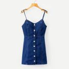 Shein Button Front Cami Denim Dress