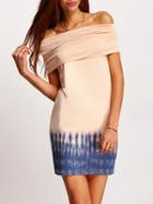 Shein Apricot Off The Shoulder Print Sheath Dress