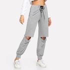 Shein Cut Out Lace Up Pants