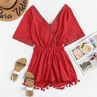 Shein Fringe Hem Knot Back Romper