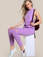 Shein Dropped Armhole Drawstring Waist Pockets Jumpsuit