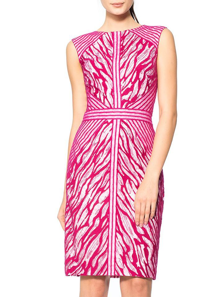 Shein Rose Red Round Neck Sleeveless Embroidered Bodycon Dress
