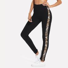 Shein Leopard Panel Side Leggings