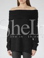 Shein Black Off The Shoulder Loose Sweater