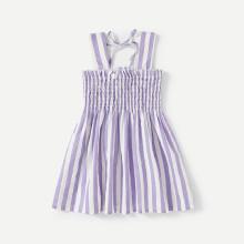 Shein Girls Frill Trim Striped Shirred Dress