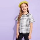Shein Girls Frayed Trim Tweed Top