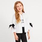Shein Girls Mesh Bow Sleeve Open Front Jacket