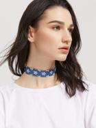 Shein Light Blue Gothic Star Print Denim Choker Necklace