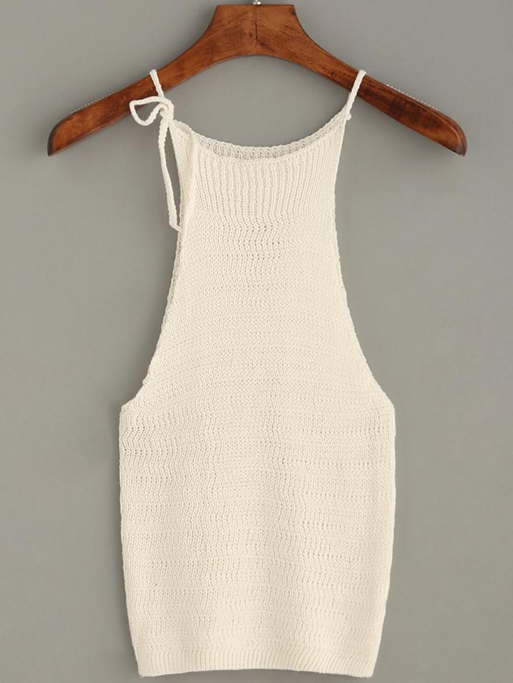 Shein White Drop Armhole Knit Cami Top