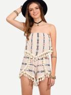 Shein Multicolor Bandeau Print Fringe Jumpsuit