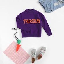 Shein Girls Letter Print Mock Neck Sweater