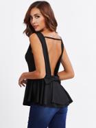 Shein Bow Cut Out Back Peplum Hem Tank