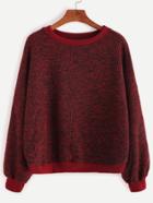 Shein Red Drop Shoulder Marled Knit Sweater