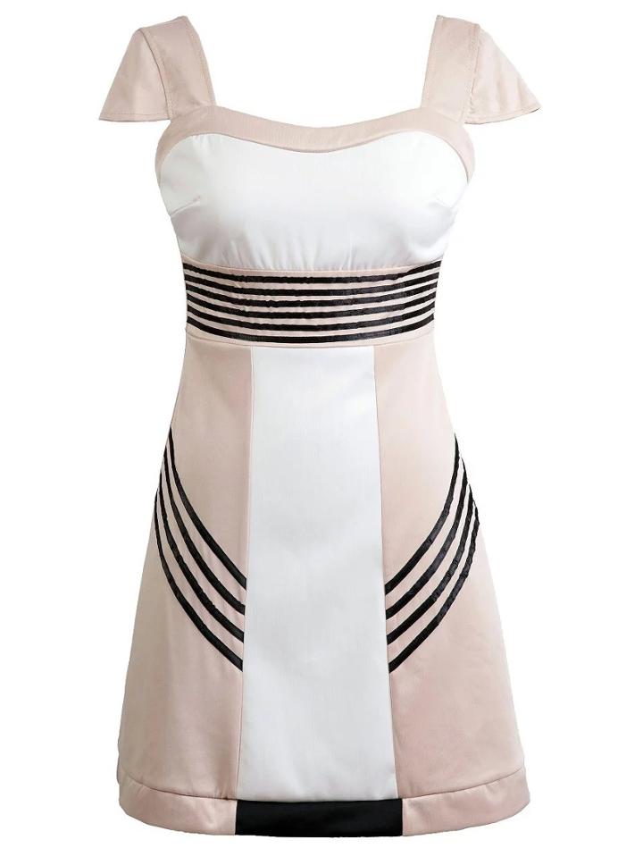 Shein Multicolor Cap Sleeve Zipper Back High Waist Dress