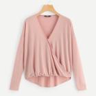 Shein Wrap Solid V-neck Tee