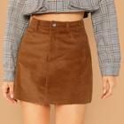 Shein Pocket Patched Raw Hem Cord Skirt