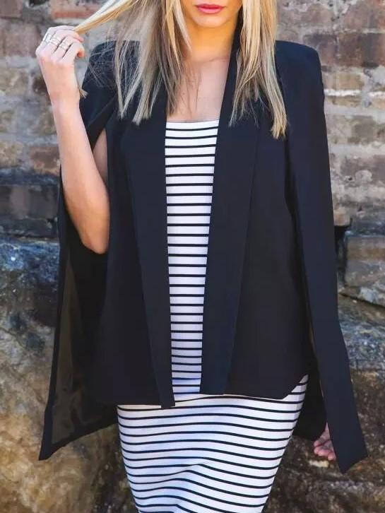 Shein Black Slim Cape Coat