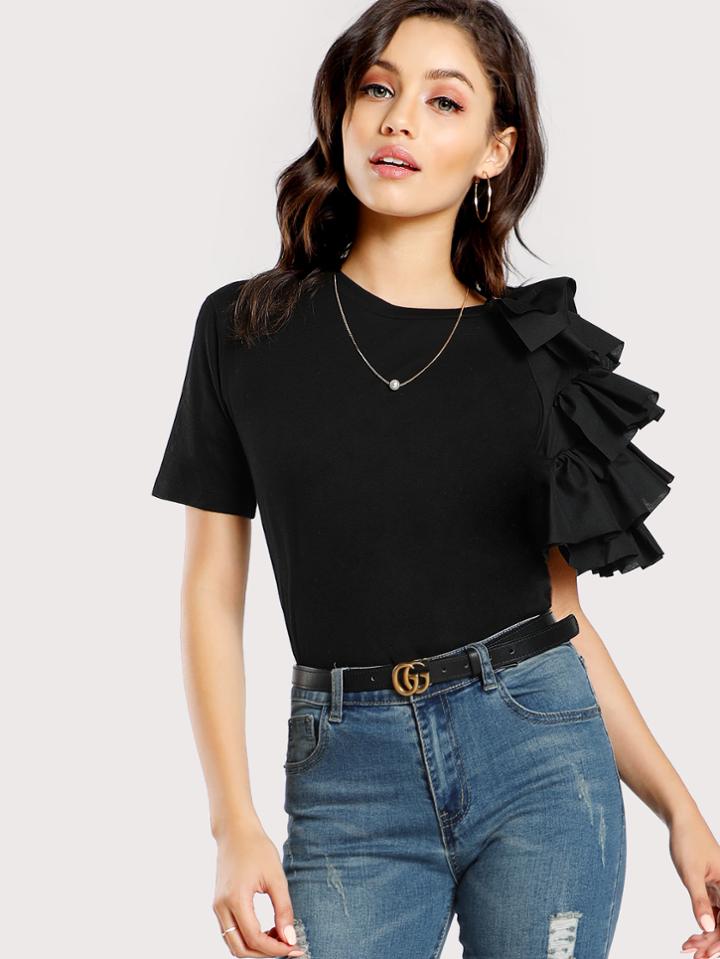 Shein One Side Layered Ruffle Top