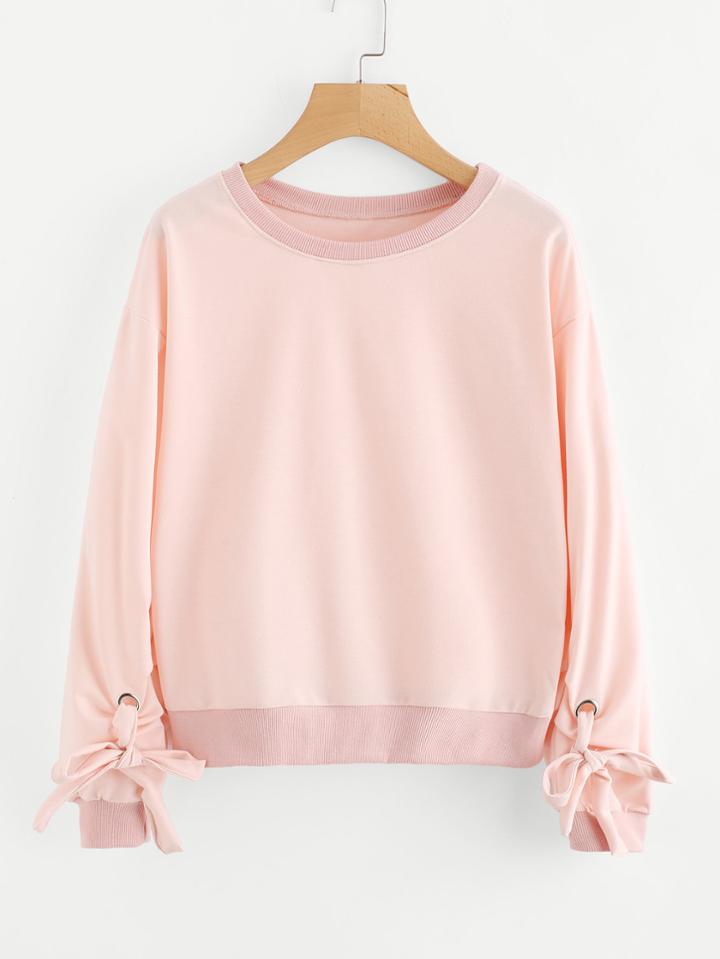Shein Drop Shoulder Tie Detail Sweatshirt