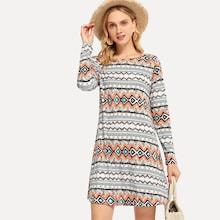 Shein Print Tunic Tribal Dress