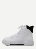 Shein White Faux Leather Lace Up High Top Sneakers
