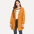 Shein Button Up Front Drawstring Coat