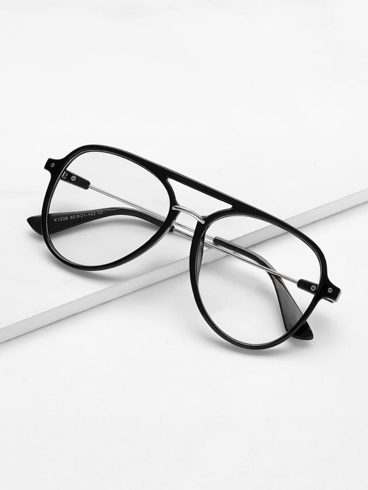 Shein Double Bridge Flat Lens Glasses