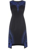 Shein Navy Crew Neck Embroidered High Low Dress