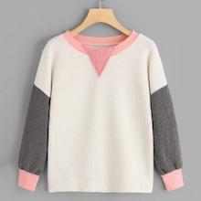 Shein Cut And Sew Panel Teddy Sweatshirt