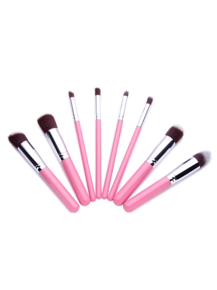 Shein Pink And Silver Makeup Brush Set 8pcs