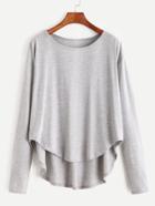 Shein Heather Grey Drop Shoulder High Low T-shirt